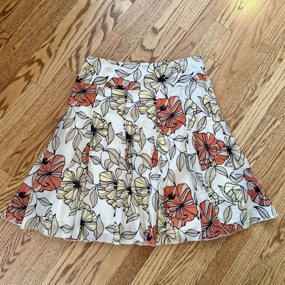 Apt 9 Women's Floral Skirt Size 12 Cotton A-Line Pleated Spring Summer - Picture 6 of 6